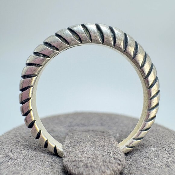 VTG Solid Sterling SIlver 925 Twist Design Half Round Band Ring Size 6 - Picture 6 of 11